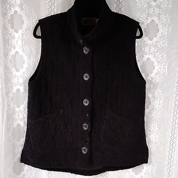 Habitat Clothes To Live In Women Jacket Vest Black Size SM 100% Cotton Courduroy - Picture 2 of 16